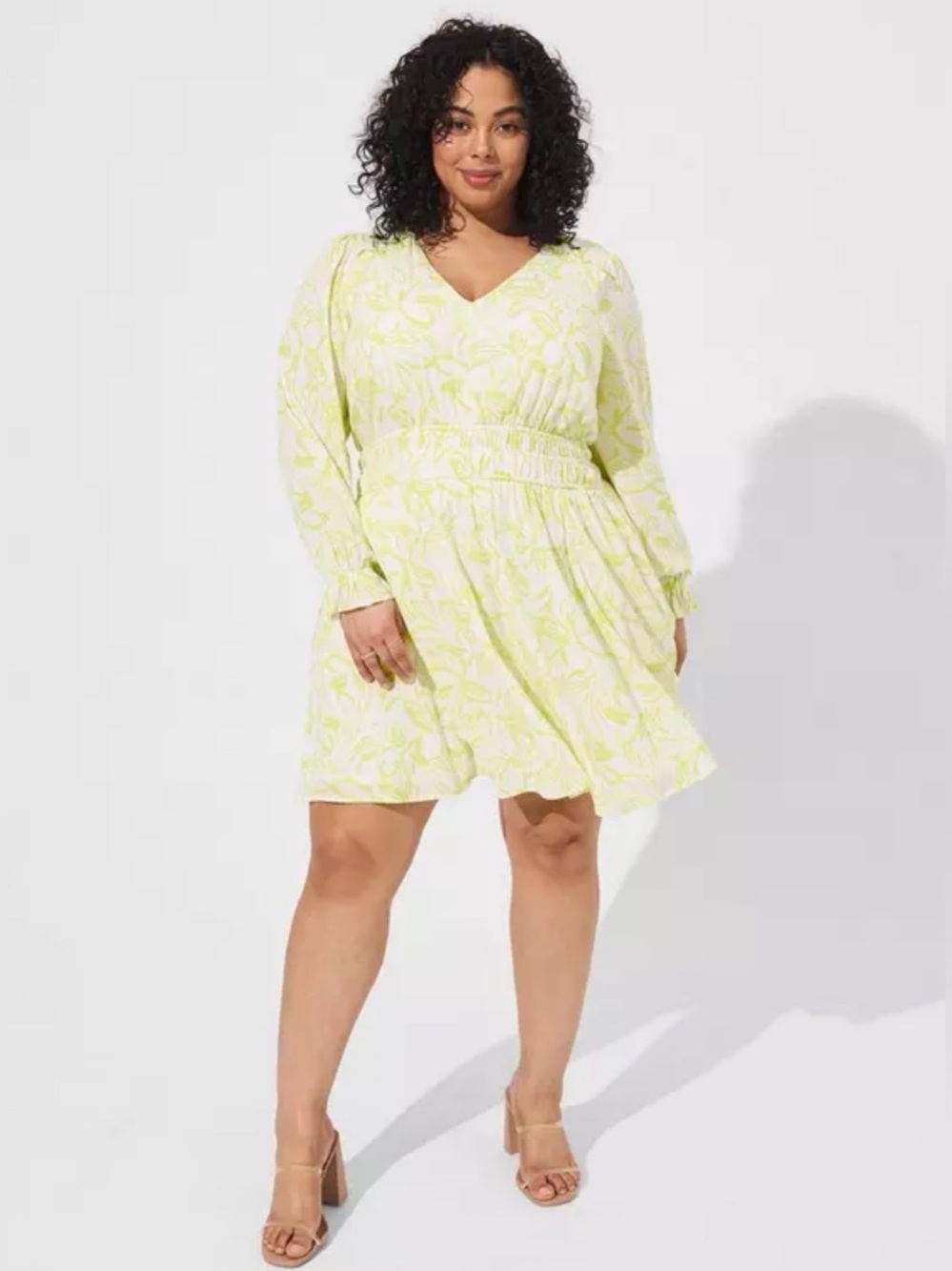 NWT Torrid Mini Wash Gauze Wide Waist Skater Dress Lime White Floral Size 4X